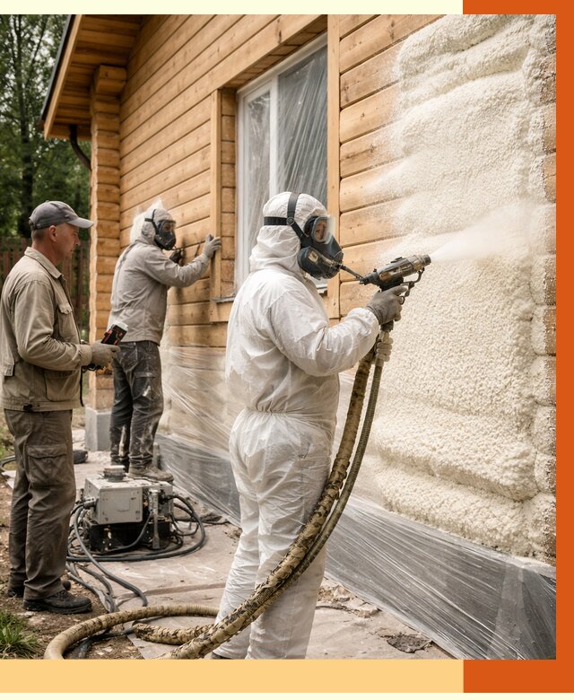 Утепление дома из бруса ППУ в Костроме от 3930 руб/м2 под ключ | ТепломастерКст